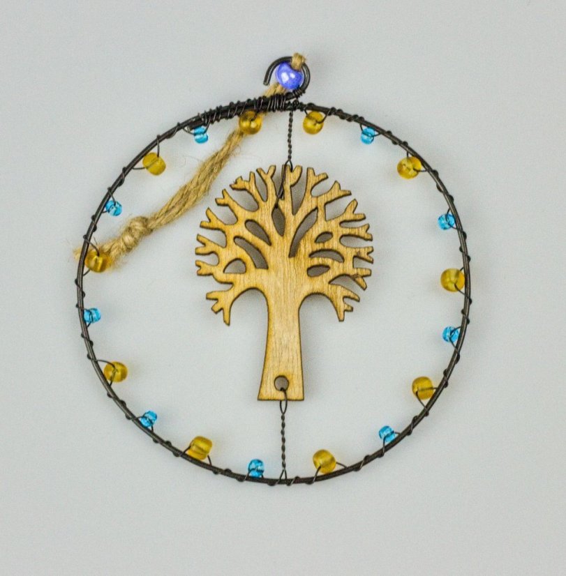 Drátovaná ozdoba STROM - Drátěné ozdoby: fialová a zelená