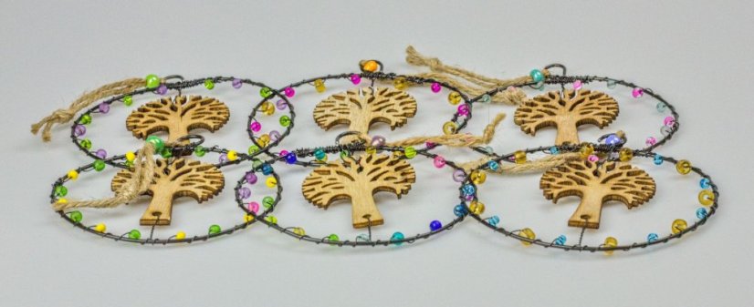 Drátovaná ozdoba STROM - Drátěné ozdoby: fialová a zelená