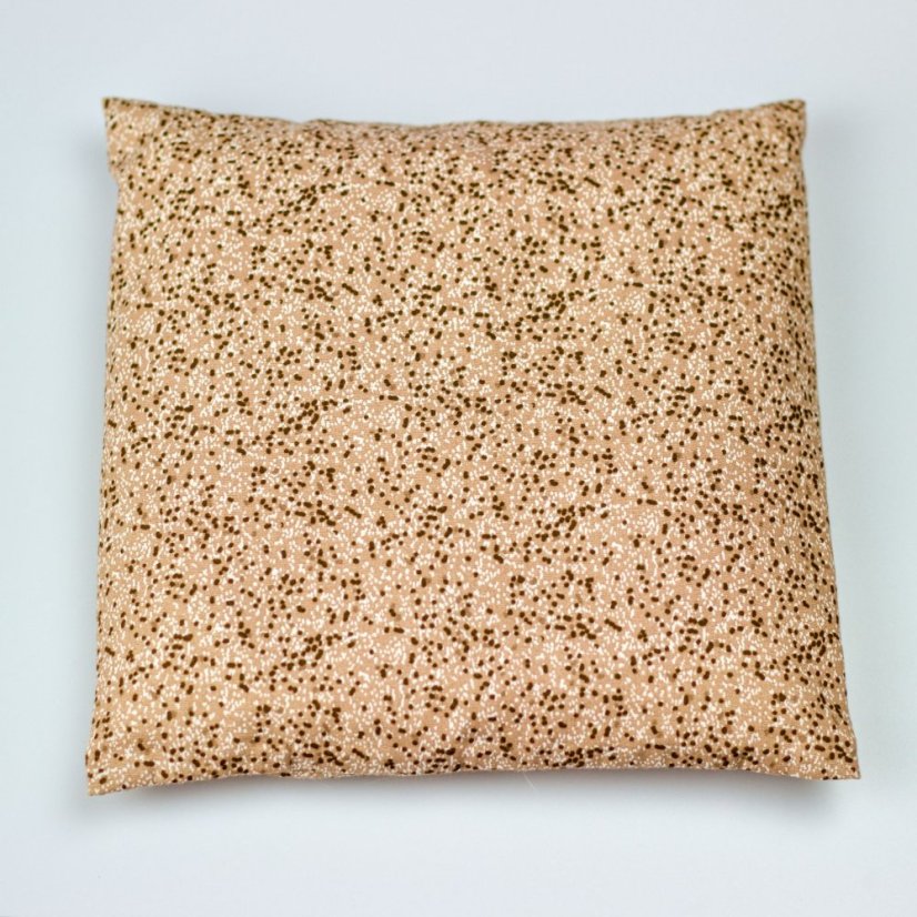 Nahřívací polštářek s pohankou - čtvercový - Vzor: světle hnědý s tečkami