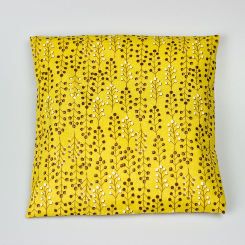 Nahřívací polštářek s pohankou - čtvercový - Vzor: světle hnědý s tečkami