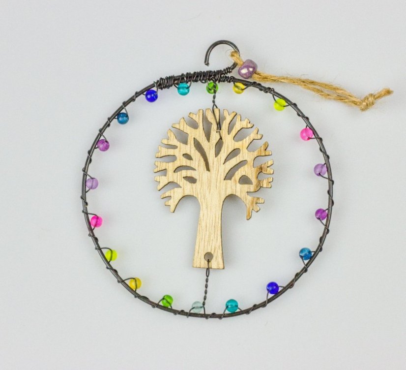 Drátovaná ozdoba STROM - Drátěné ozdoby: fialová a zelená