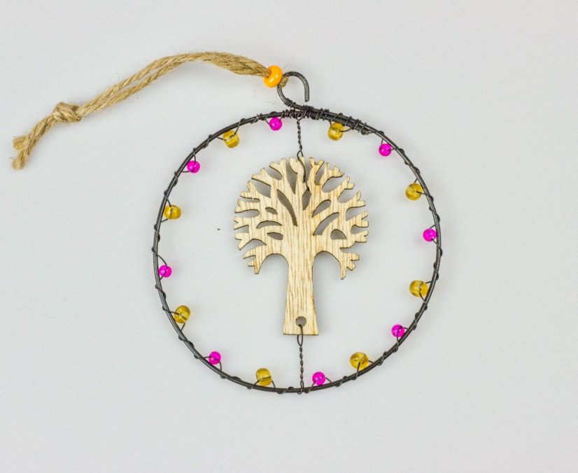 Drátovaná ozdoba STROM - Drátěné ozdoby: fialová a zelená