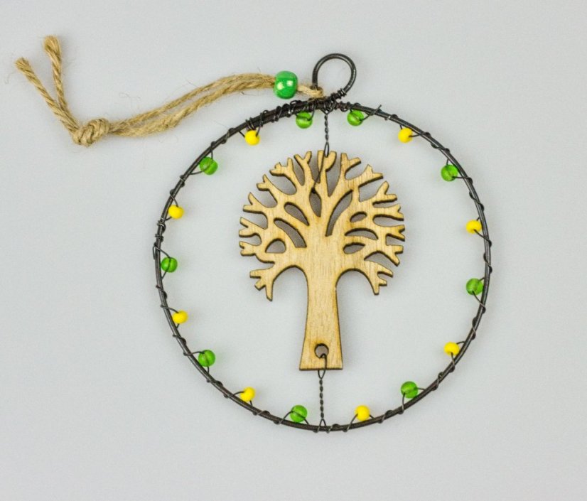 Drátovaná ozdoba STROM - Drátěné ozdoby: fialová a zelená