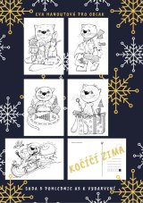 Sada omalovánkových pohlednic - Kočičí zima